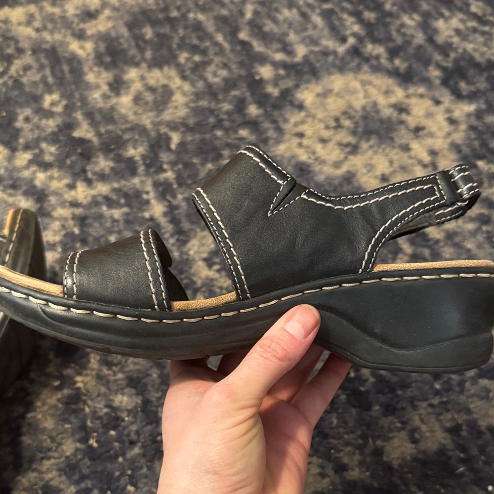 Clarks Black Sandals with Buckle Detail - Picture 6 of 7